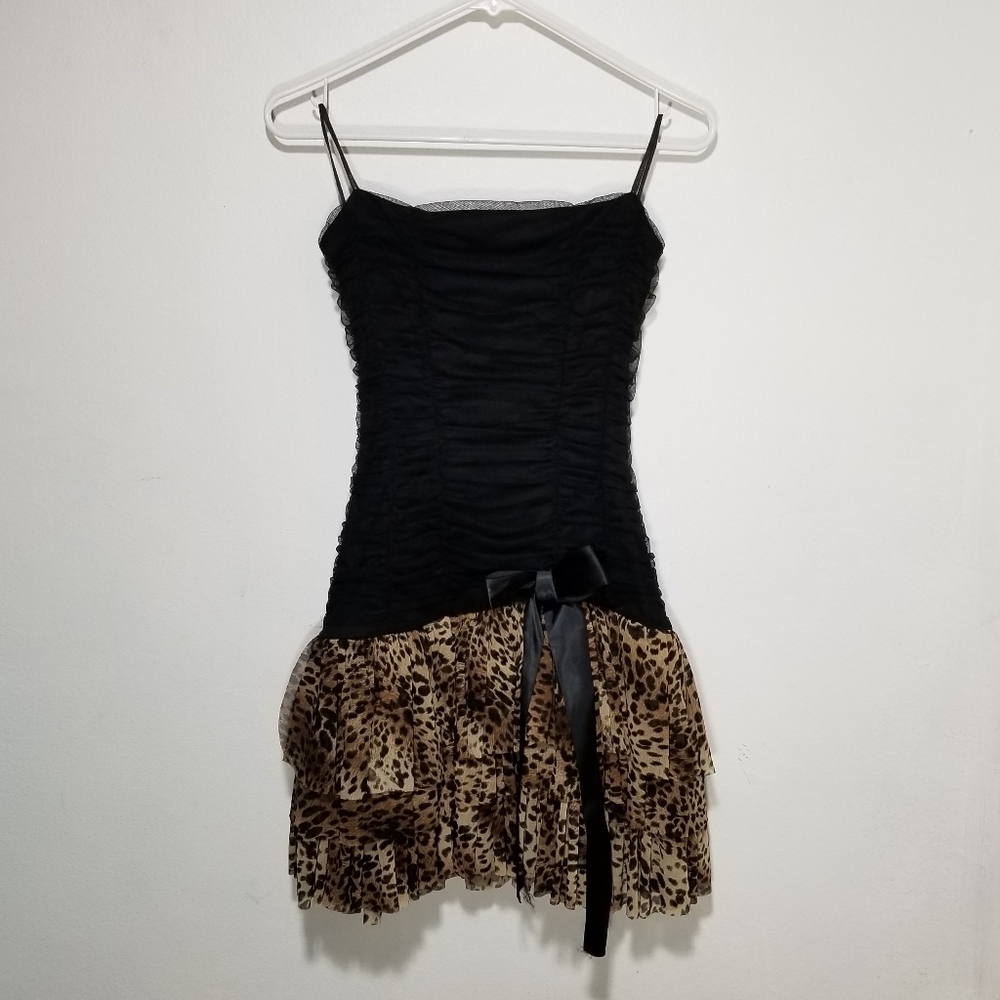 Strapless Leopard Print Mini Dress